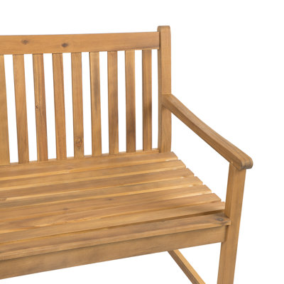 Acacia Wood Garden Bench 120 cm with Taupe Cushion VIVARA - 5