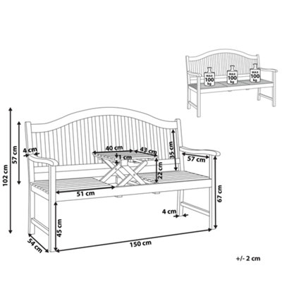 Acacia Wood Garden Bench 150 cm HILO - 3
