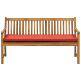 Acacia Wood Garden Bench 160 cm with Red Cushion VIVARA