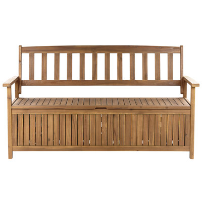 Acacia Wood Garden Bench with Storage 160 cm Light SOVANA
