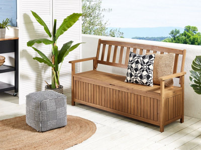 Acacia Wood Garden Bench with Storage 160 cm Light SOVANA