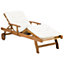 Acacia Wood Reclining Sun Lounger with Off-White Cushion JAVA