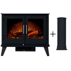 Acantha Adana Electric Stove in Charcoal Grey with Straight Stove Pipe
