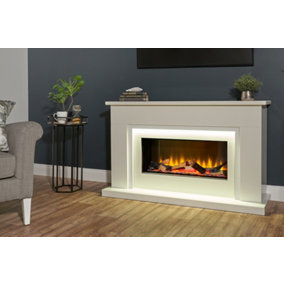 Acantha Arona White Marble Electric Fireplace Suite, 54 Inch