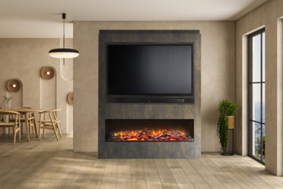 Acantha Athena Pre-Built Bronze Venetian Plaster Effect Fully Inset Media Wall with TV & Media Recess Price Comparisons | Compare The Build