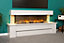 Acantha Atlanta White Marble & Slate Fireplace with Downlights, 72 Inch
