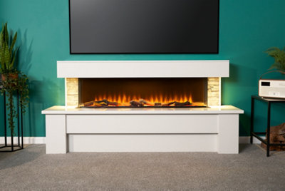 Marble electric store fireplace tv stand