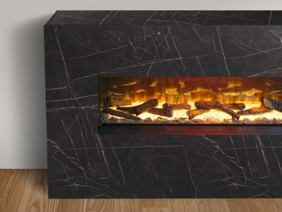 Acantha Bloc Pre-Built Black Marble Effect Fully Inset Media Wall Suite