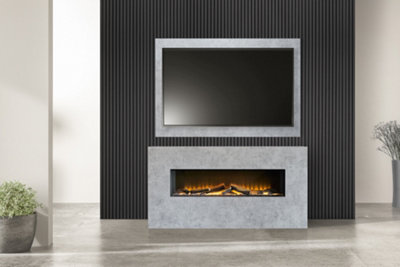 Acantha Bloc Pre-Built Fully Inset Media Wall Suite & TV Board in ...