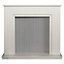 Acantha Larissa White & Grey Marble Stove Fireplace with Downlights, 48 Inch