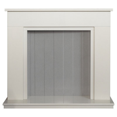 Acantha Larissa White & Grey Marble Stove Fireplace with Downlights, 48 Inch