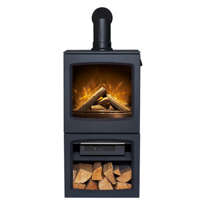 Acantha Lunar XL Electric Stove in Charcoal Grey with Short Angled Pipe in Black Price Comparisons | Compare The Build