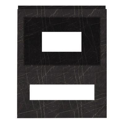 Acantha Nexus Pre-Built Black Marble Effect Fully Inset Media Wall with ...