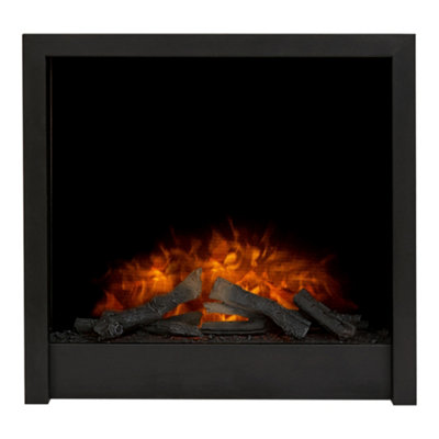 Acantha Ontario Electric Large Inset Fire with Logs & Remote Control in Black