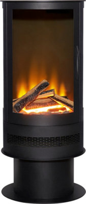 Acantha Orbit Cylinder Electric Stove with Remote in Black