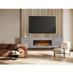 Acantha Orion Electric Floating Media Wall Suite in Concrete Effect