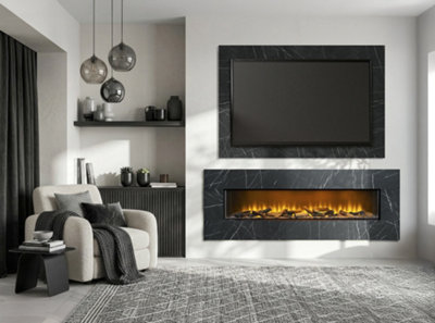 Acantha Pinnacle Fully Inset Media Wall Fire with TV Back Board in ...