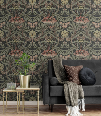 Acanthus Floral Vintage Unpasted Wallpaper