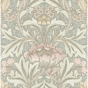 Acanthus Floral Vintage Unpasted Wallpaper