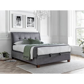 Accent Bed Frame Vogue Grey Fabric with Ottoman Storage