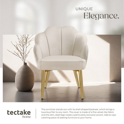 Accent Chair Hellen - velvet cover, padded, extra-wide shell-shaped ...
