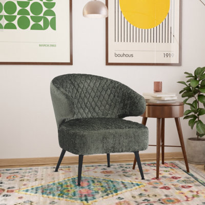 Accent Chair in Green Textured Chenille Fabric
