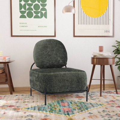 Accent Chair in Green Textured Chenille Fabric