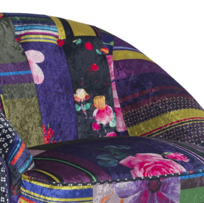 Accent Chair in  Multicolour Patchwork Fabric