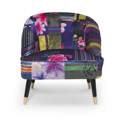 Accent Chair in  Multicolour Patchwork Fabric