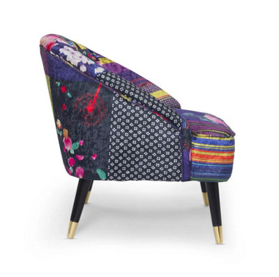 Accent Chair in  Multicolour Patchwork Fabric
