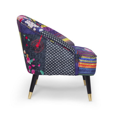 Accent Chair in  Multicolour Patchwork Fabric
