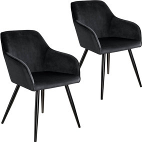 Accent Chair Marilyn, Set of 2 with black legs - black