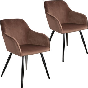 Accent Chair Marilyn, Set of 2 with black legs - brown/black