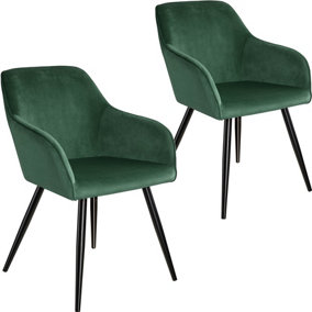 Accent Chair Marilyn, Set of 2 with black legs - dark green / black