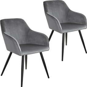 Accent Chair Marilyn, Set of 2 with black legs - grey/black