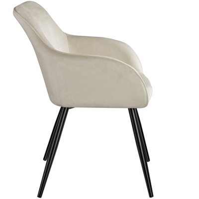 Accent Chair Marilyn, Set of 4 with black legs - cream/black