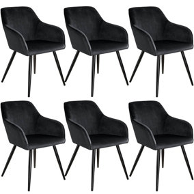 Accent Chair Marilyn, Set of 6 with black legs - black