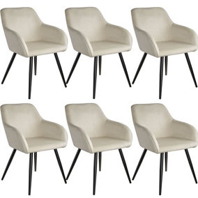 Accent Chair Marilyn, Set of 6 with black legs - cream/black