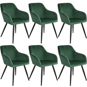 Accent Chair Marilyn, Set of 6 with black legs - dark green / black