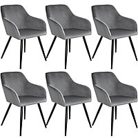 Accent Chair Marilyn, Set of 6 with black legs - grey/black