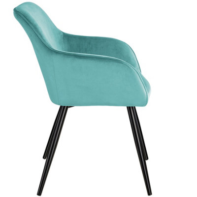 Accent Chair Marilyn, Set of 6 with black legs - turquoise/black