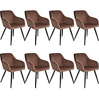 Accent Chair Marilyn, Set of 8 with black legs - brown/black