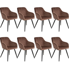 Accent Chair Marilyn, Set of 8 with black legs - brown/black
