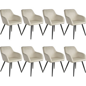 Accent Chair Marilyn, Set of 8 with black legs - cream/black