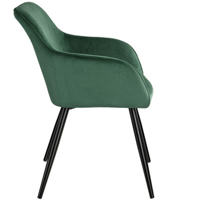 Accent Chair Marilyn, Set of 8 with black legs - dark green / black