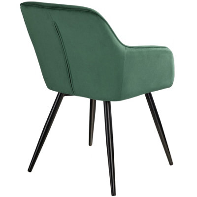 Accent Chair Marilyn, Set of 8 with black legs - dark green / black