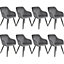 Accent Chair Marilyn, Set of 8 with black legs - grey/black