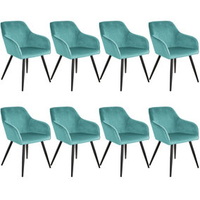 Accent Chair Marilyn, Set of 8 with black legs - turquoise/black