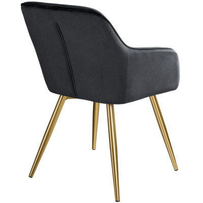 Accent chair Marilyn with armrests - black/gold