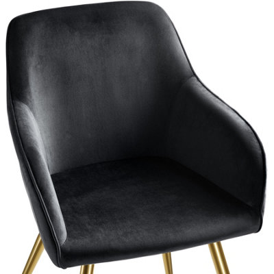 Accent chair Marilyn with armrests - black/gold